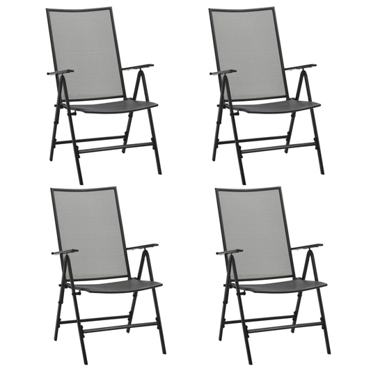 vidaXL Folding Mesh Chairs 4 pcs Steel Anthracite