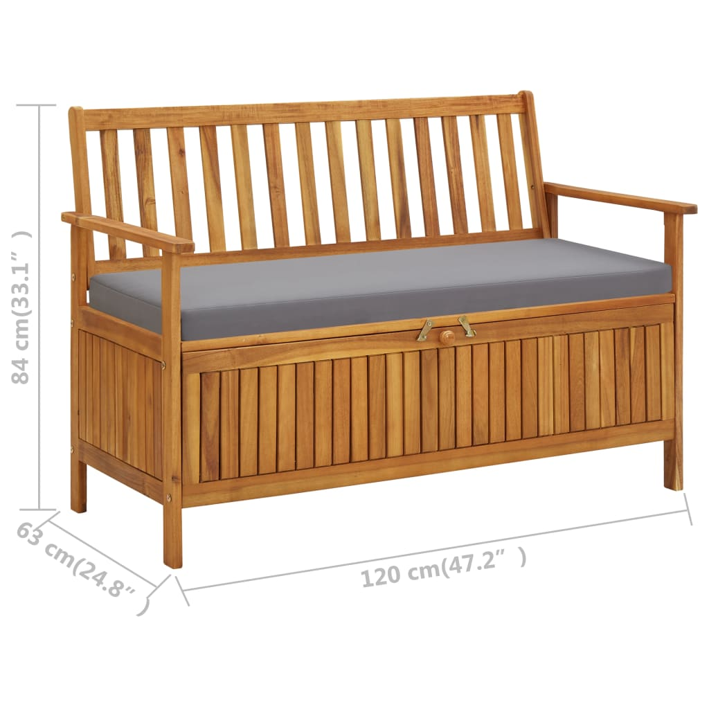 vidaXL Patio Storage Bench 47.2" Solid Acacia Wood