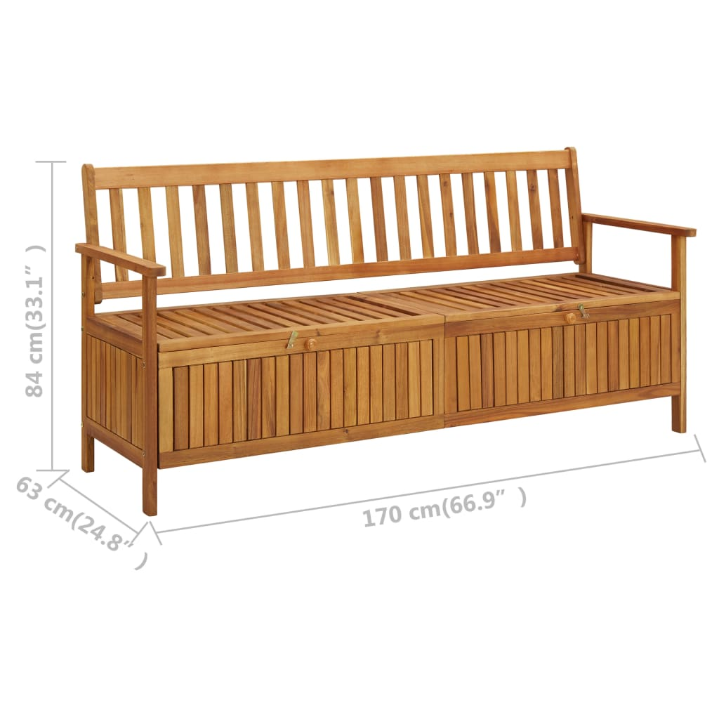 vidaXL Patio Storage Bench 66.9" Solid Acacia Wood