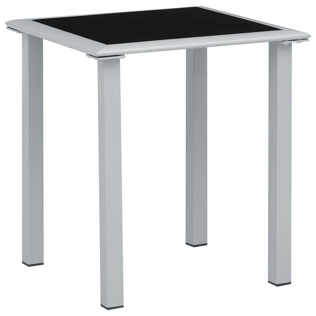 vidaXL Patio Table Black and Silver 16.1"x16.1"x17.7" Steel and Glass