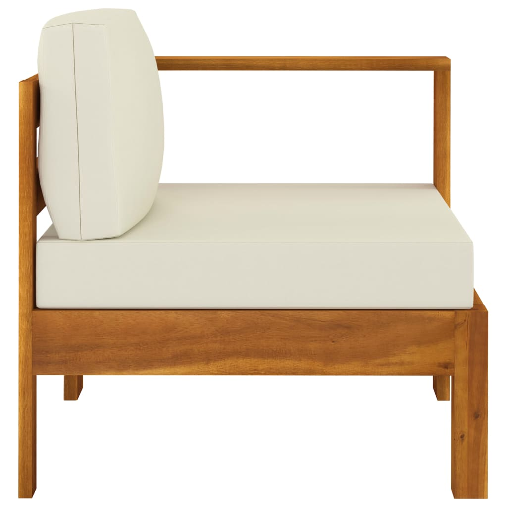 vidaXL Middle Sofa with 1 Armrest Cream White Solid Acacia Wood