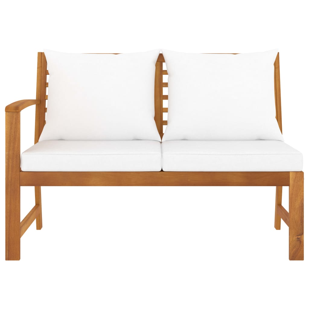 vidaXL Patio Bench 45.1" with Cream Cushion Solid Acacia Wood