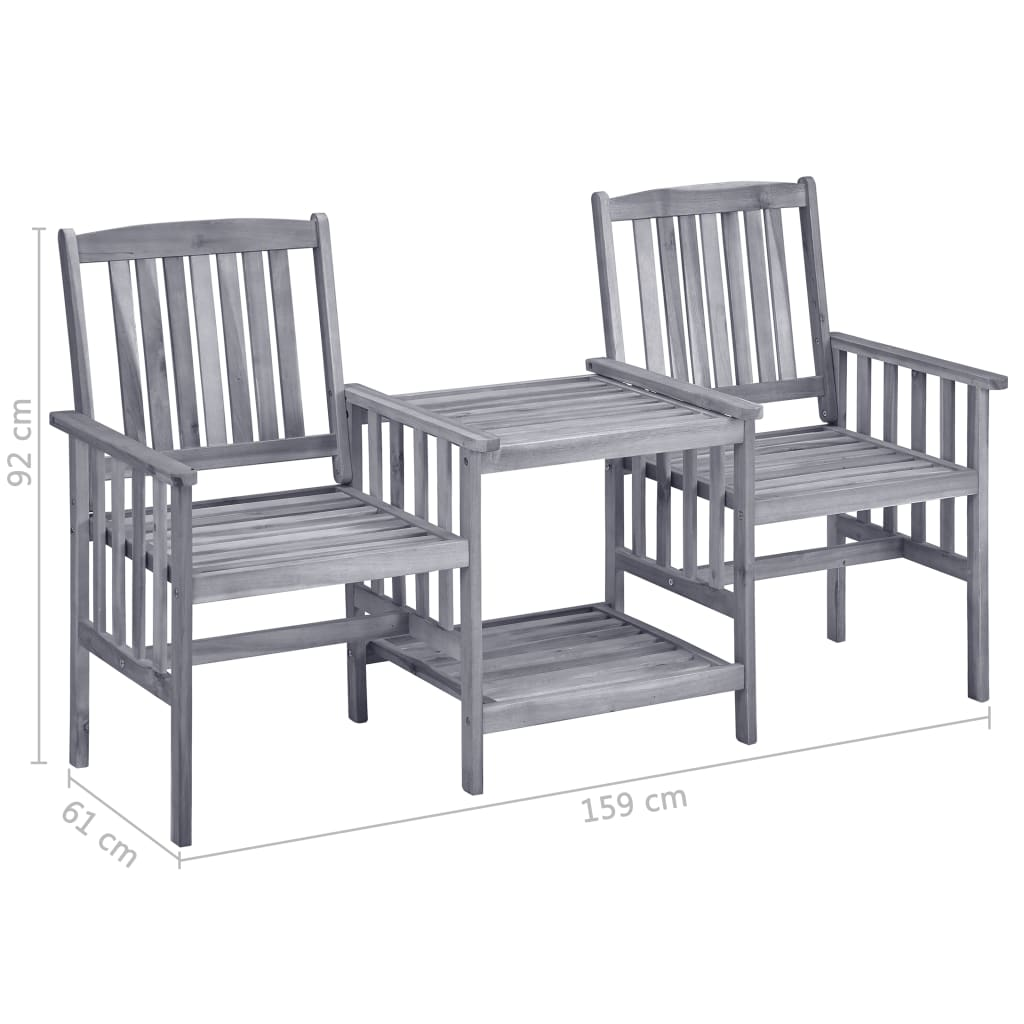 vidaXL Patio Chairs with Tea Table 62.6"x24"x36.2" Solid Acacia Wood