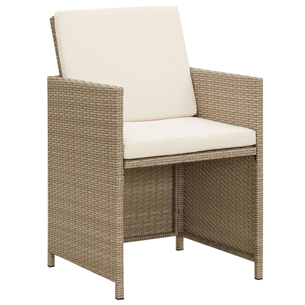 vidaXL Patio Chairs with Cushions 2 pcs Poly Rattan Beige