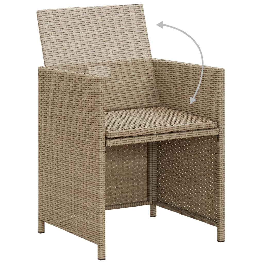 vidaXL Patio Chairs with Cushions 2 pcs Poly Rattan Beige