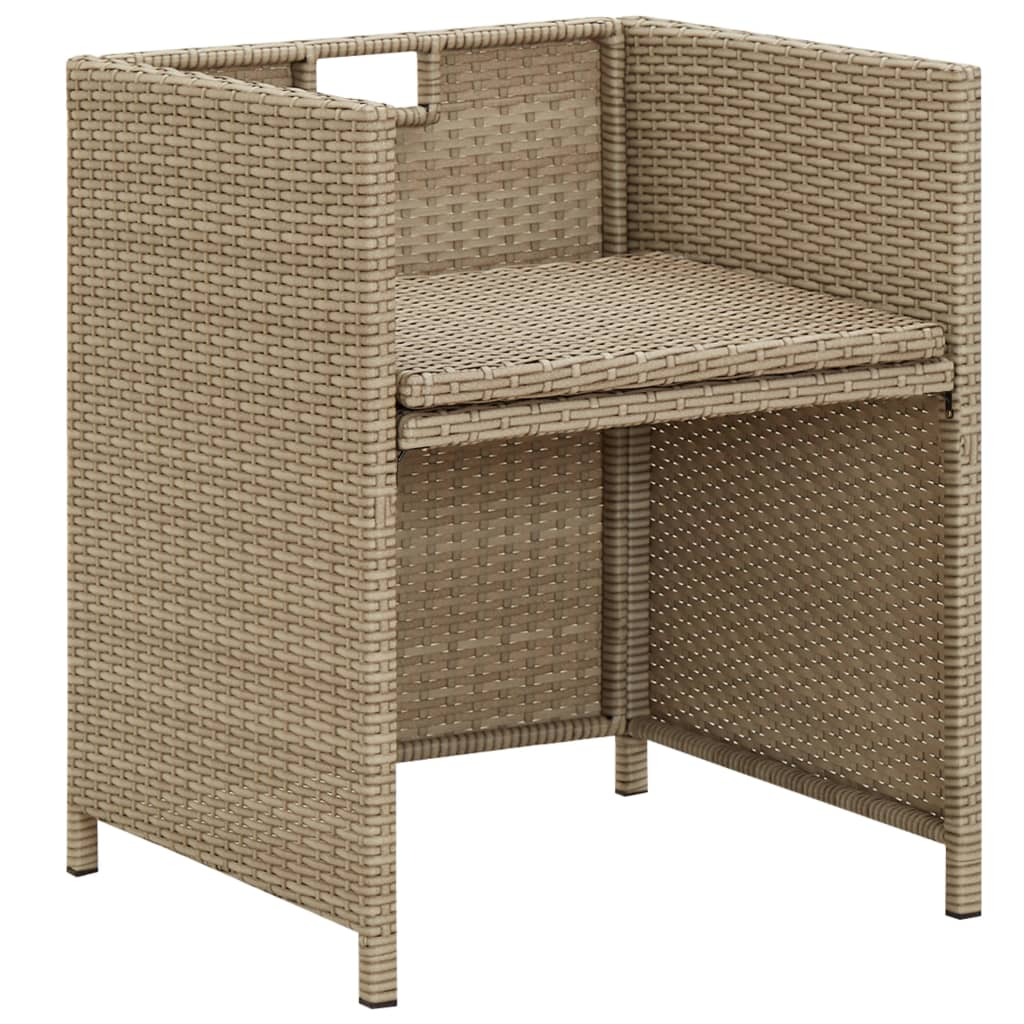 vidaXL Patio Chairs with Cushions 2 pcs Poly Rattan Beige