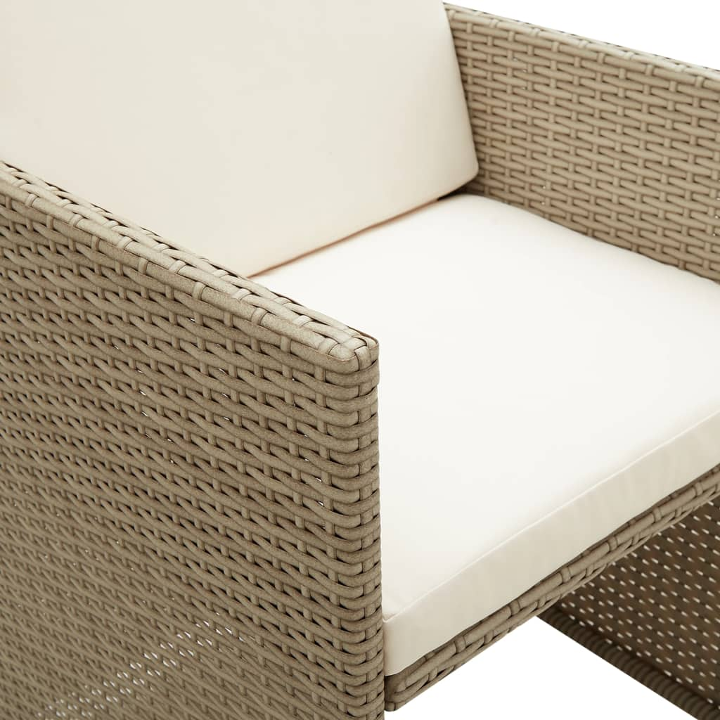 vidaXL Patio Chairs with Cushions 2 pcs Poly Rattan Beige