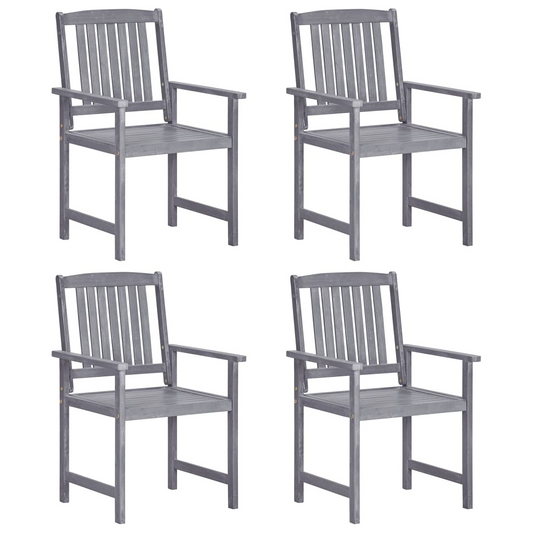 vidaXL Patio Chairs 4 pcs Solid Acacia Wood Gray