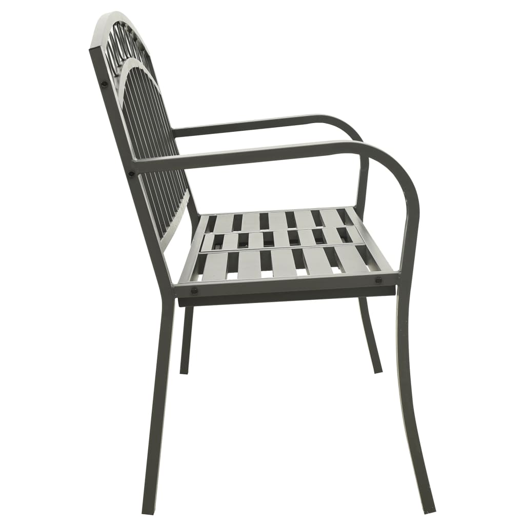 vidaXL Patio Bench with a Table 49.2" Steel Gray