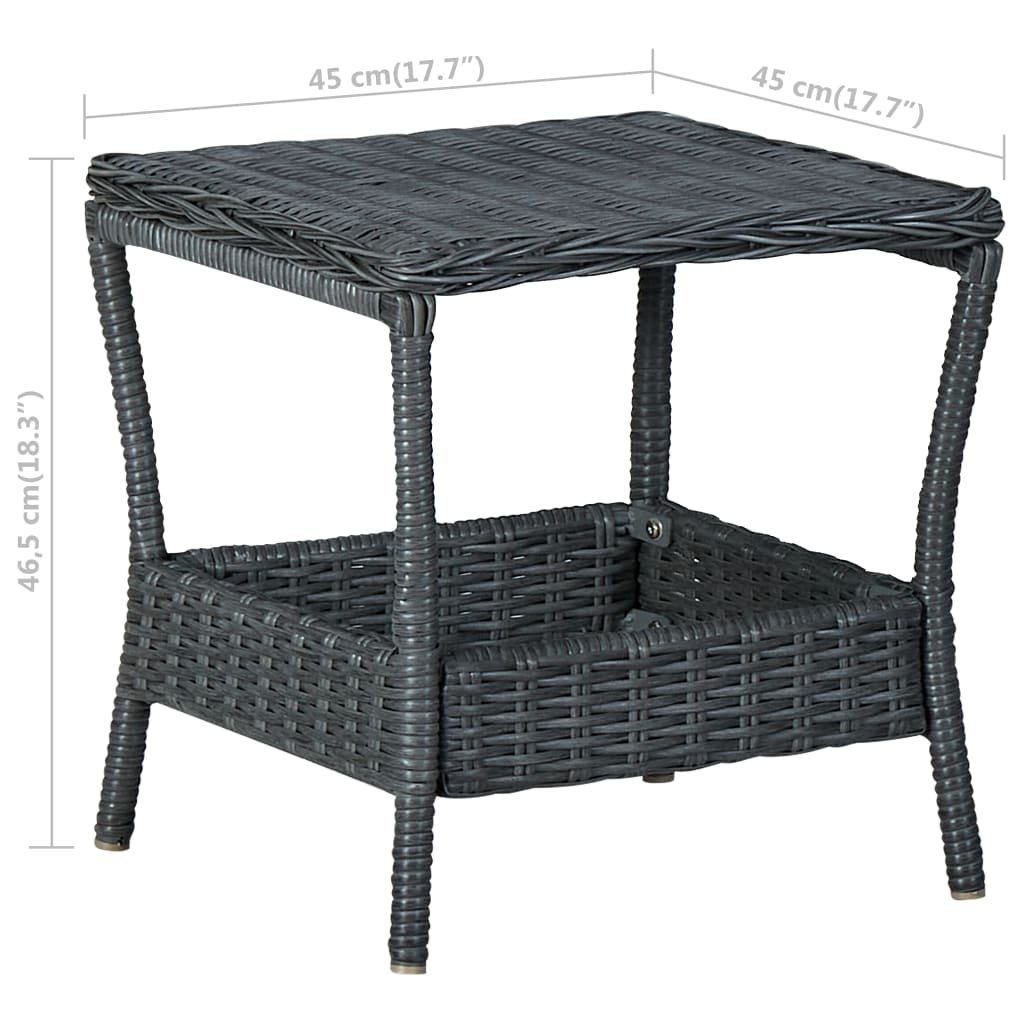 vidaXL Patio Table Dark Gray 17.7"x17.7"x18.3" Poly Rattan