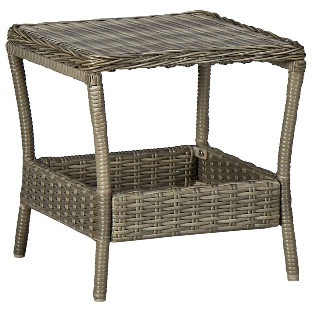 vidaXL Patio Table Brown 7.7"x17.7"x18.3" Poly Rattan