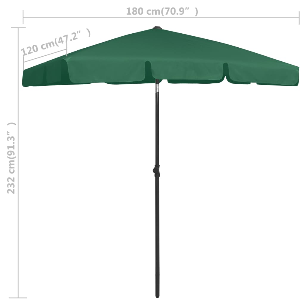 vidaXL Beach Umbrella Green 70.9"x47.2"