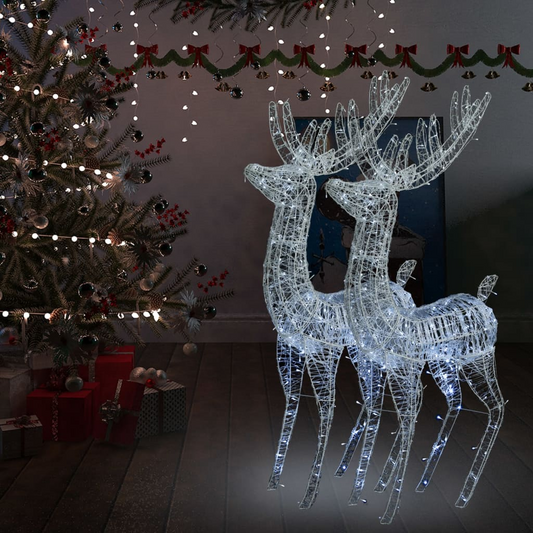 XXL Acrylic Christmas Reindeers 250 LED 2 pcs 70.9" Cold white