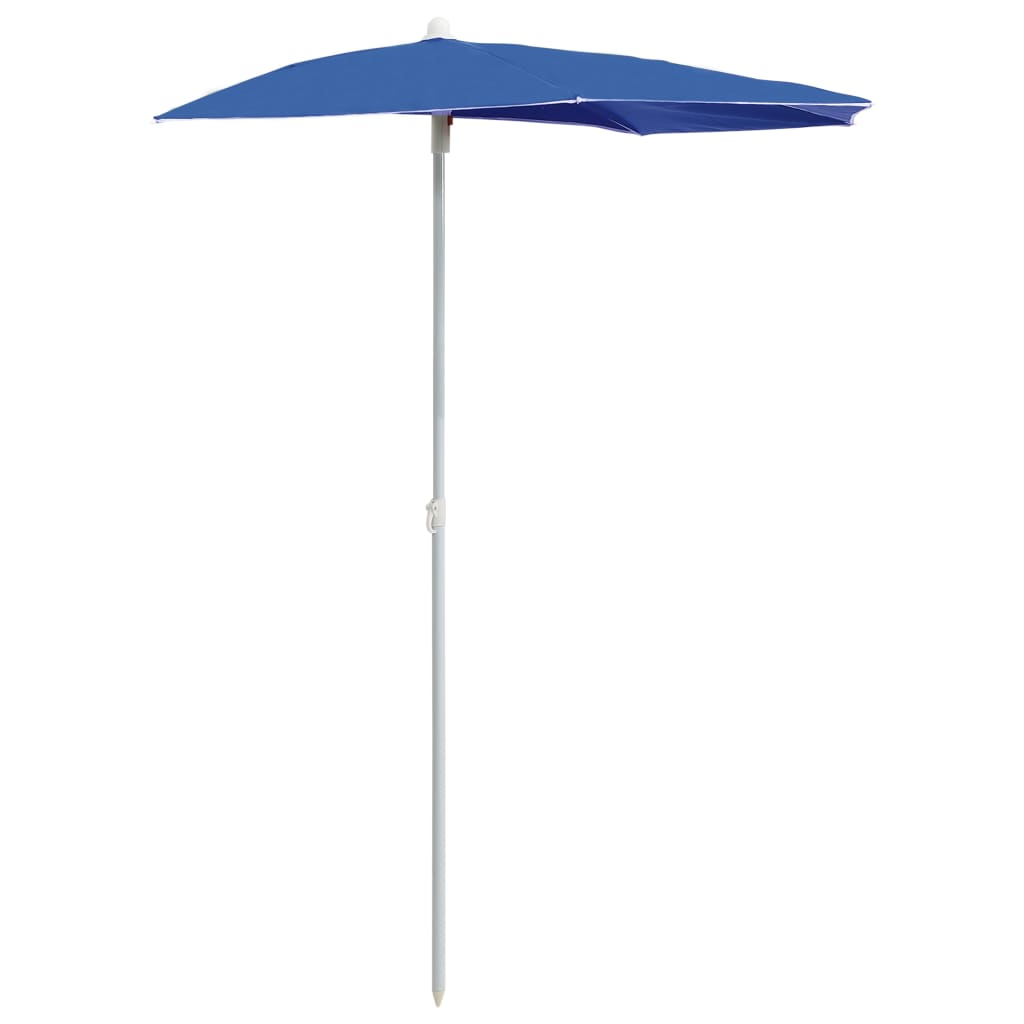 vidaXL Garden Half Parasol with Pole 70.9"x35.4" Azure Blue