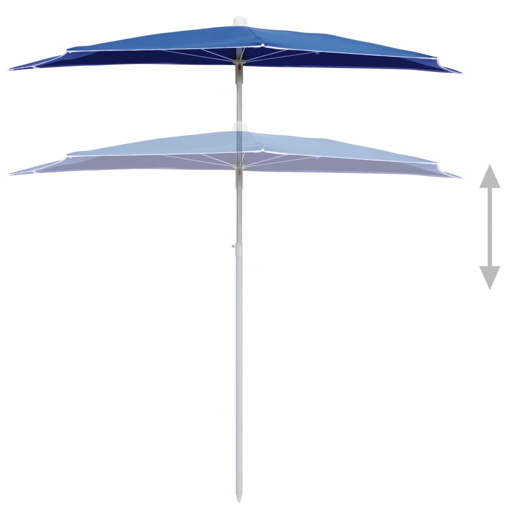 vidaXL Garden Half Parasol with Pole 70.9"x35.4" Azure Blue