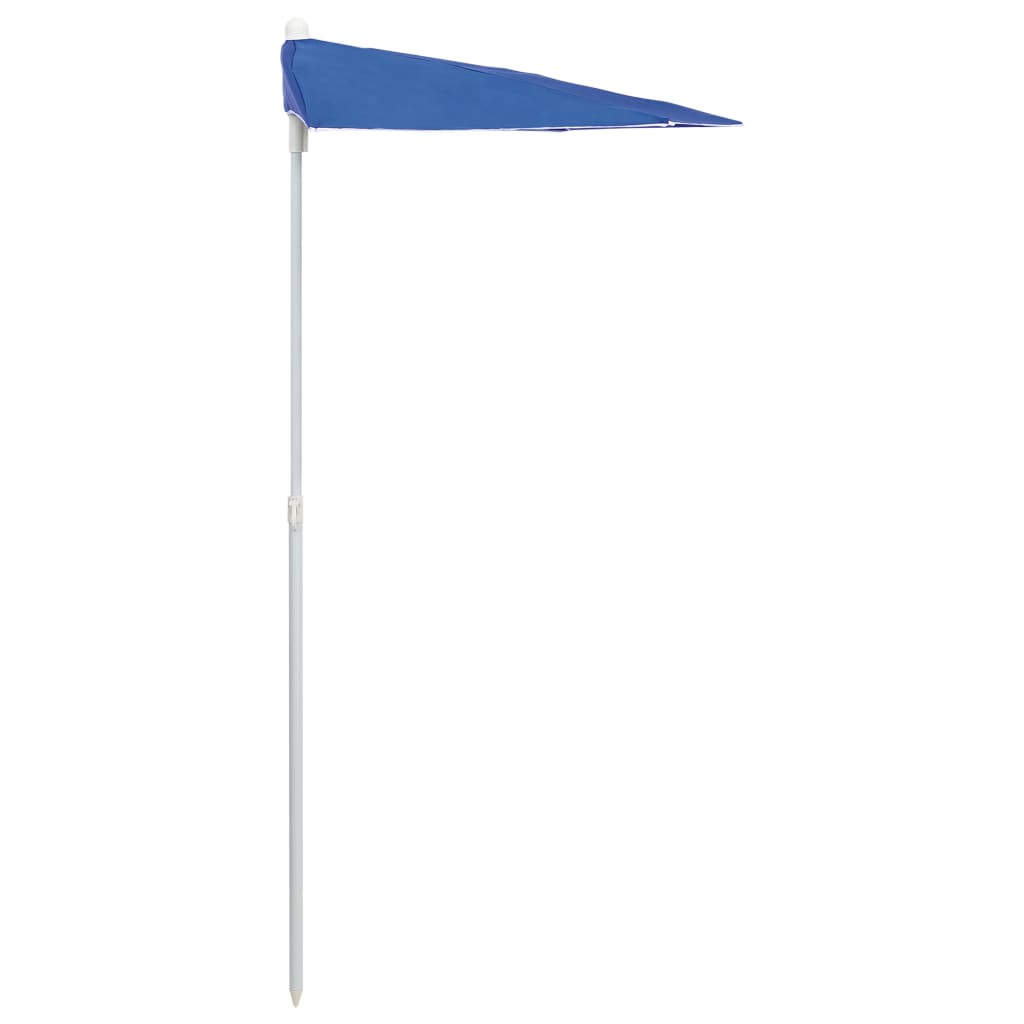 vidaXL Garden Half Parasol with Pole 70.9"x35.4" Azure Blue