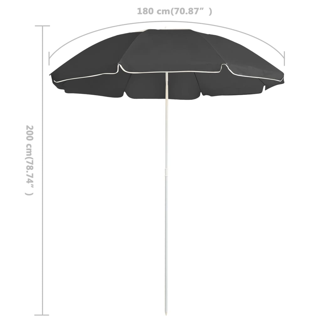 vidaXL Outdoor Parasol with Steel Pole Anthracite 70.9"