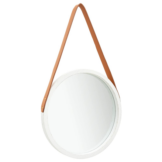 vidaXL Wall Mirror with Strap 15.7" White