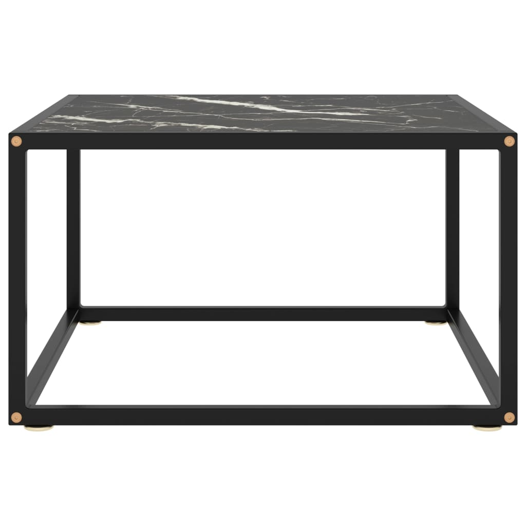 vidaXL Coffee Table Black with Black Marble Glass 23.6"x23.6"x13.8"