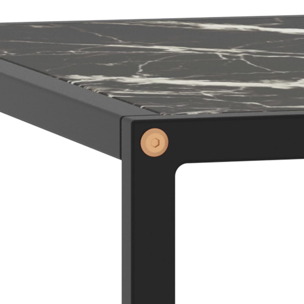 vidaXL Coffee Table Black with Black Marble Glass 23.6"x23.6"x13.8"