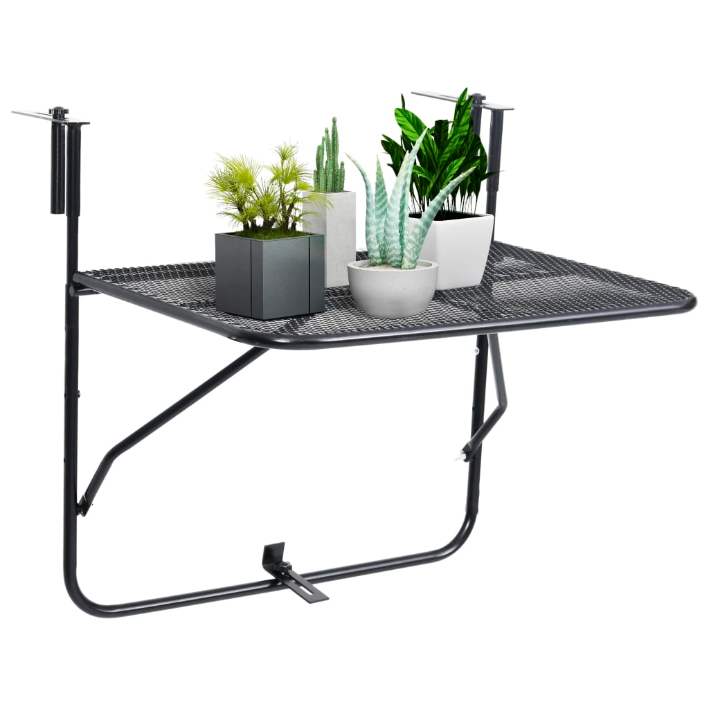 vidaXL Balcony Table Black 23.6"x15.7" Steel