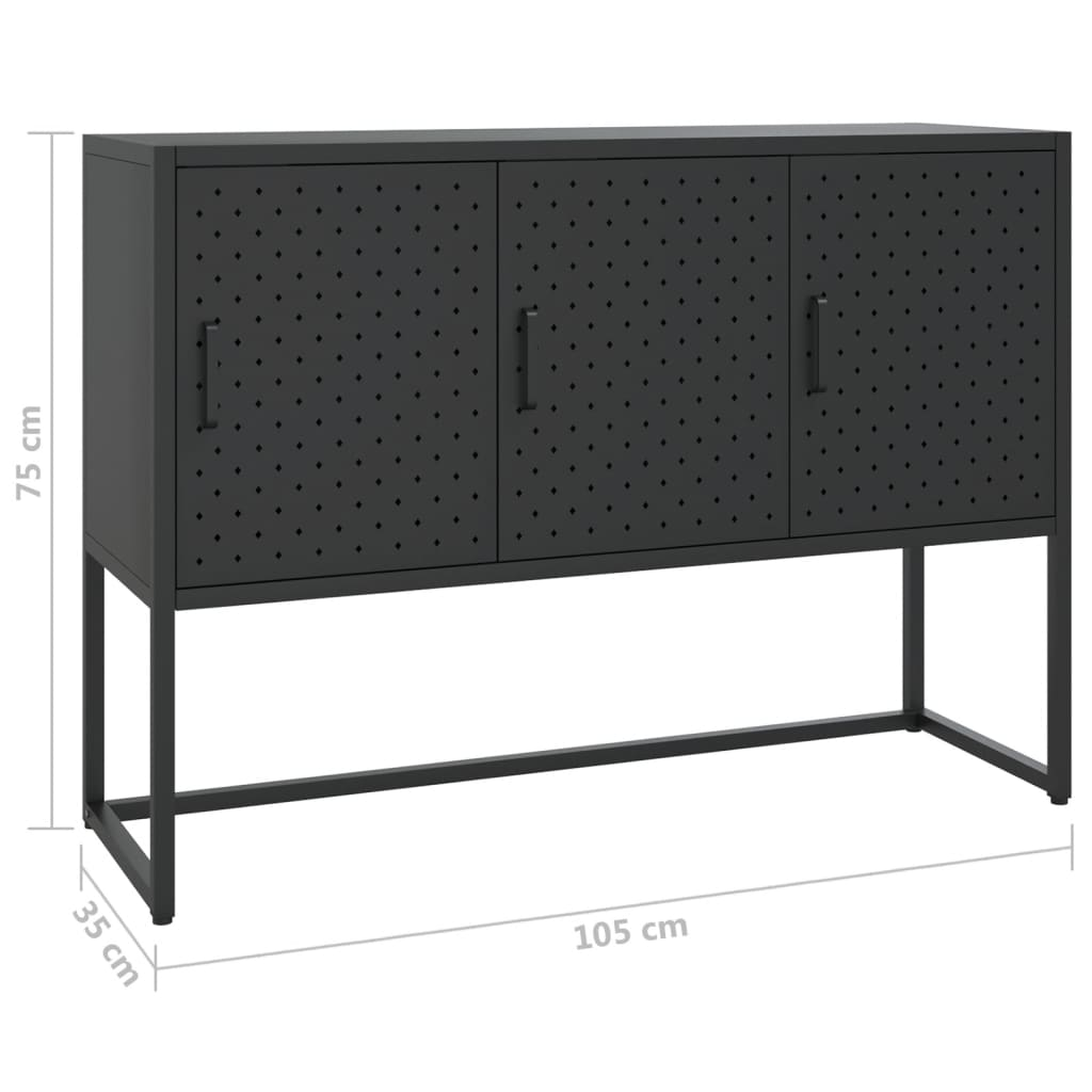 vidaXL Sideboard Black 41.3"x13.8"x29.5" Steel