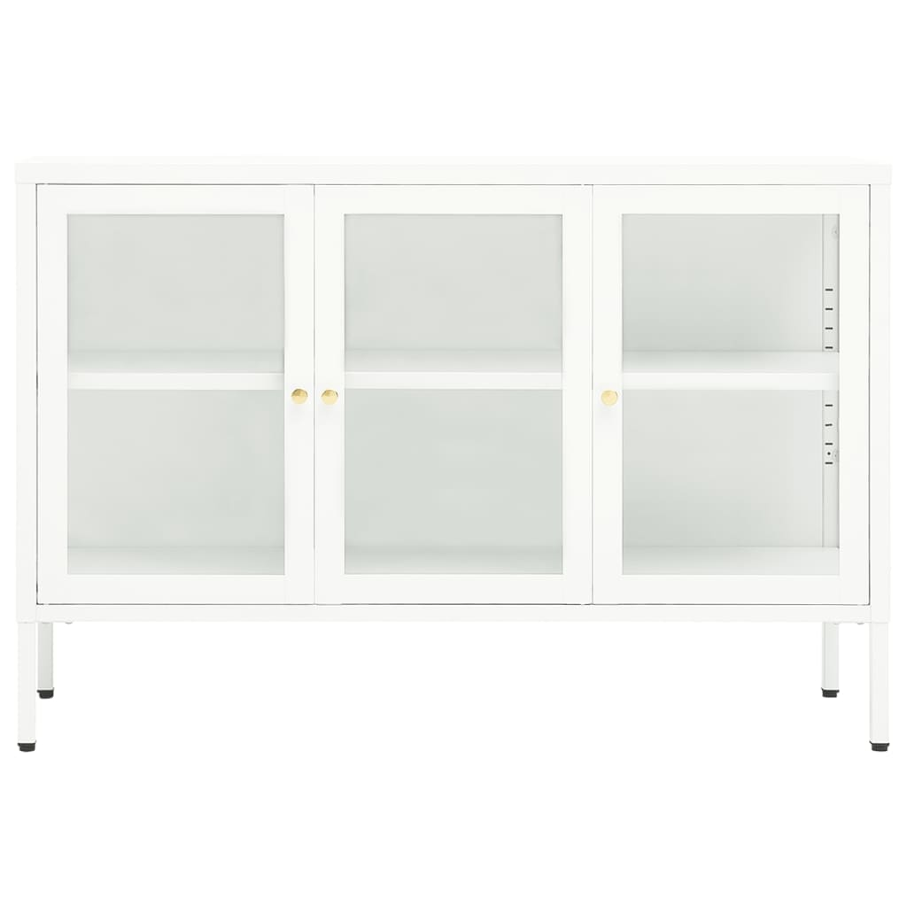 vidaXL Sideboard White 41.3"x13.8"x27.6" Steel and Glass