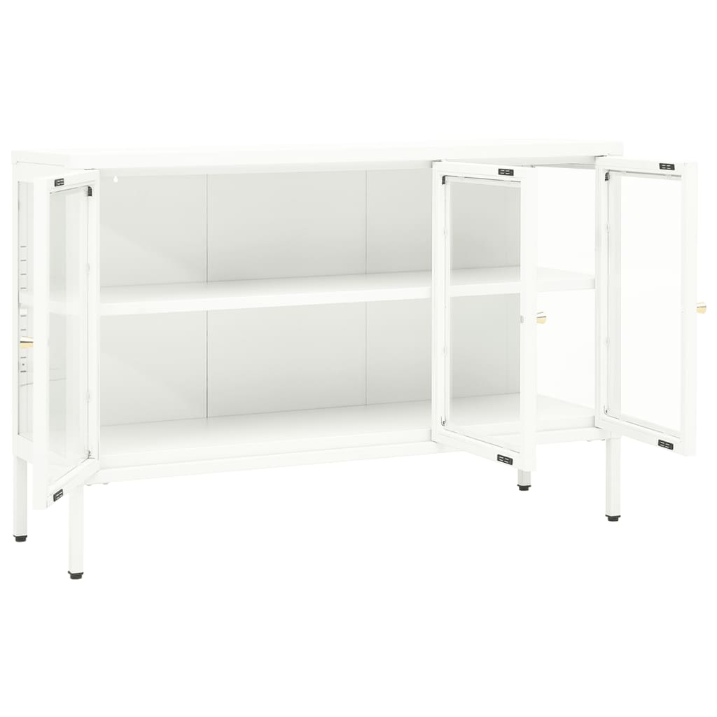 vidaXL Sideboard White 41.3"x13.8"x27.6" Steel and Glass