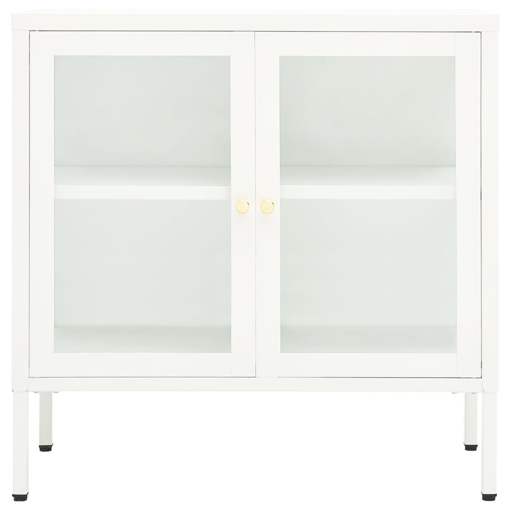 vidaXL Sideboard White 27.6"x13.8"x27.6" Steel and Glass