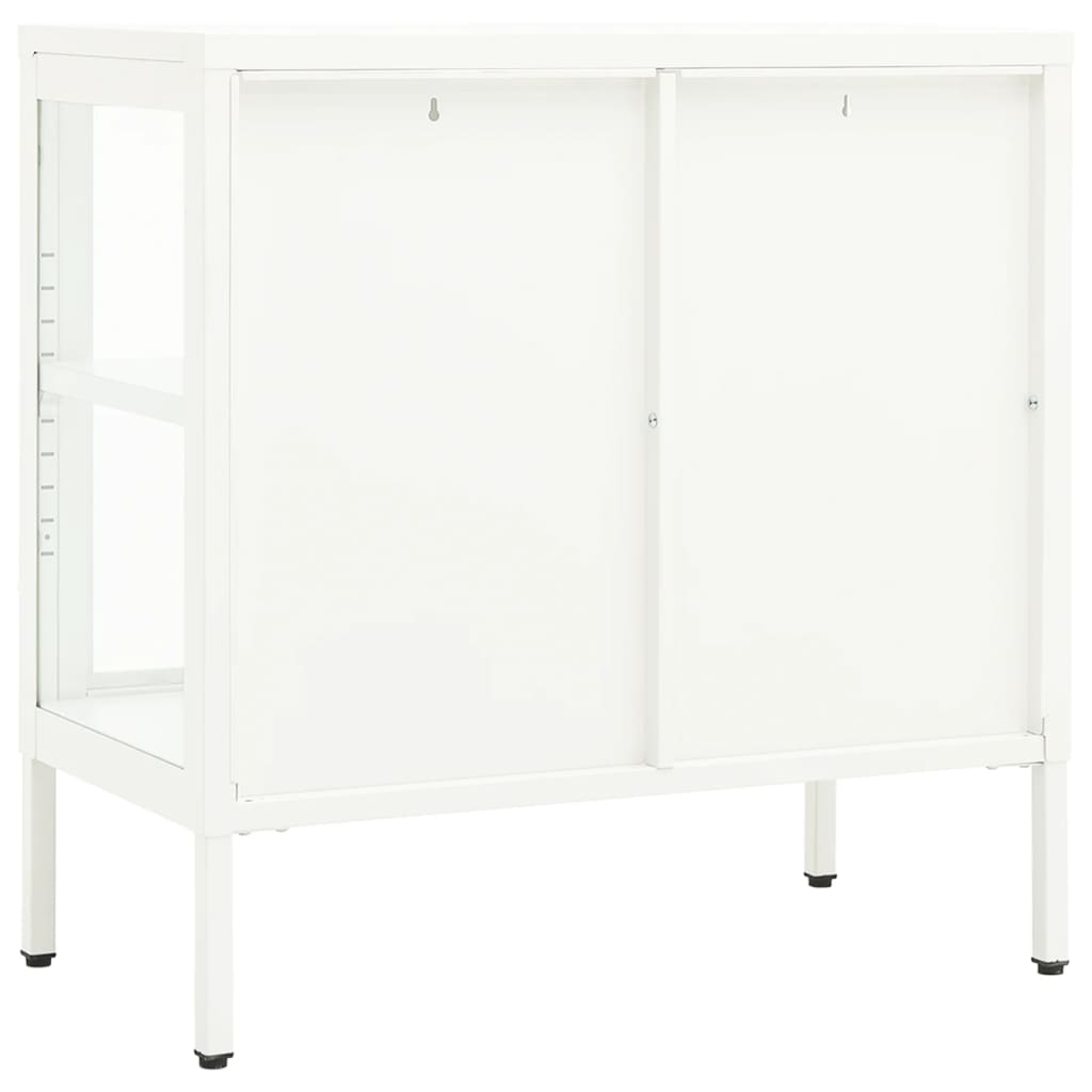 vidaXL Sideboard White 27.6"x13.8"x27.6" Steel and Glass