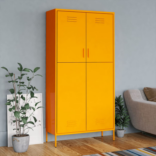 Wardrobe Mustard Yellow 35.4"x19.7"x70.9" Steel