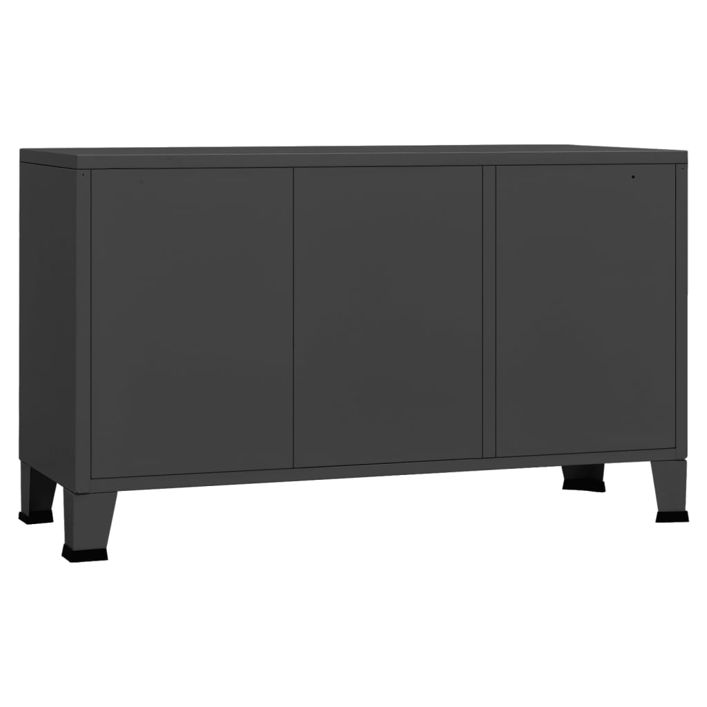 vidaXL Industrial Sideboard Anthracite 41.3"x13.8"x24.4" Metal and Glass