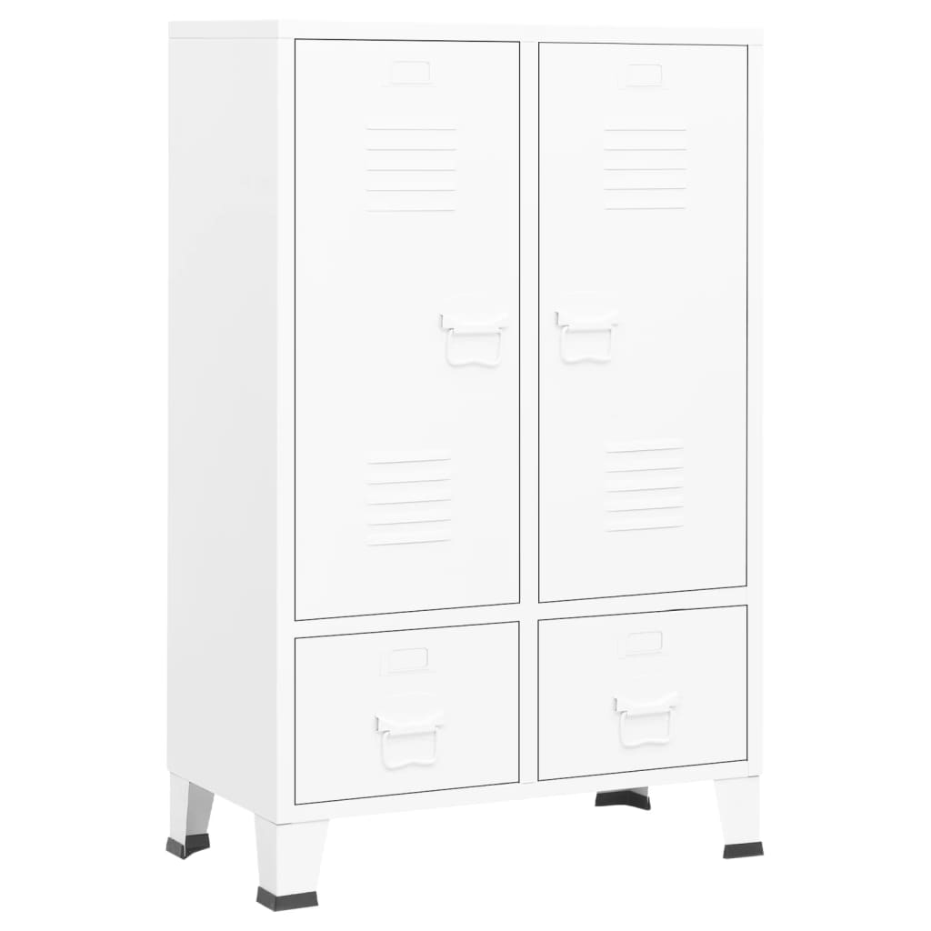 Industrial Wardrobe White 26.4"x13.8"x42.1" Steel