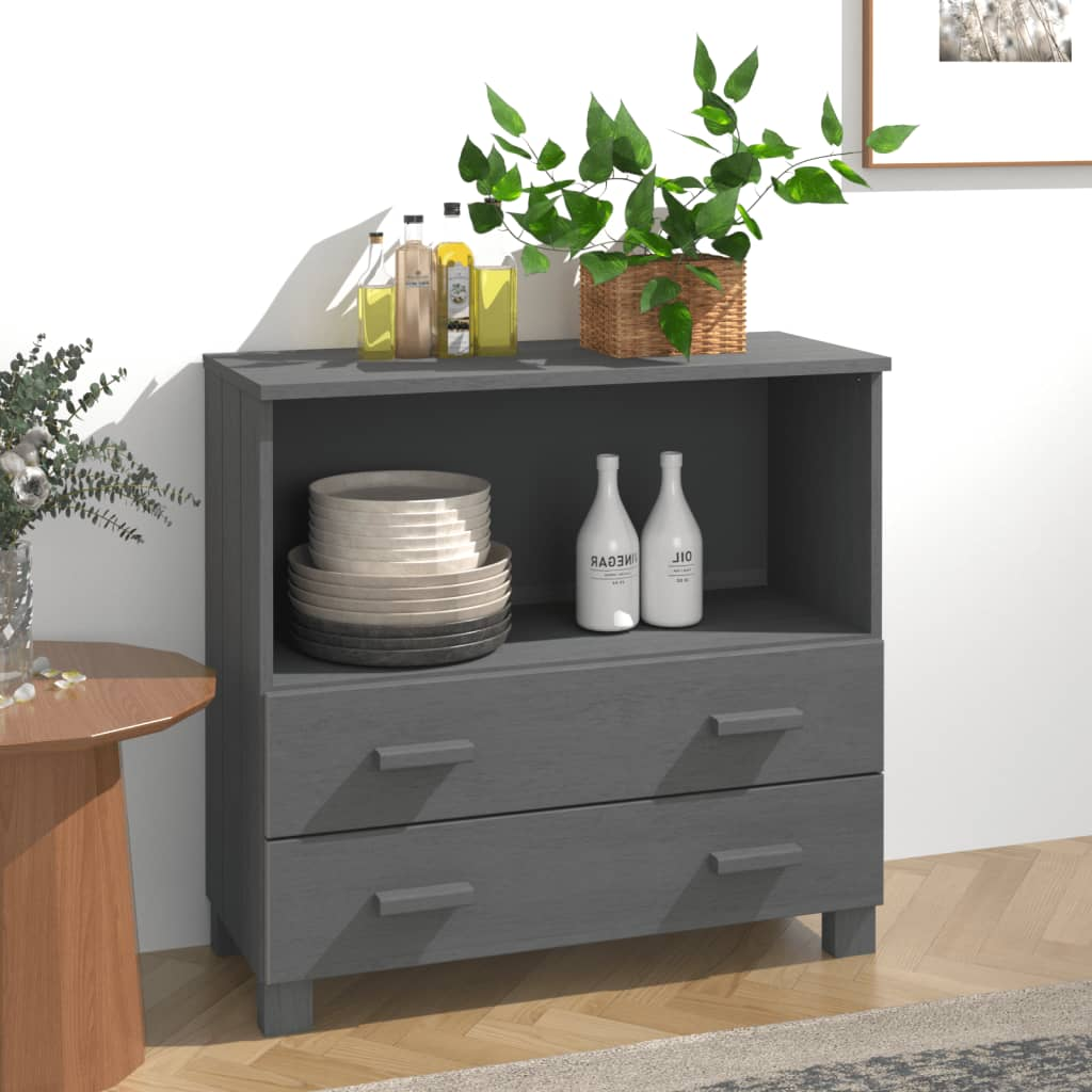 vidaXL Sideboard HAMAR Dark Gray 33.5"x13.8"x31.5" Solid Wood Pine