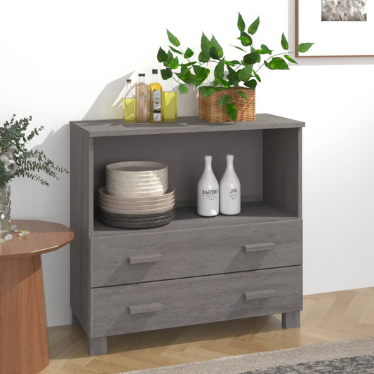 vidaXL Sideboard HAMAR Light Gray 33.5"x13.8"x31.5" Solid Wood Pine