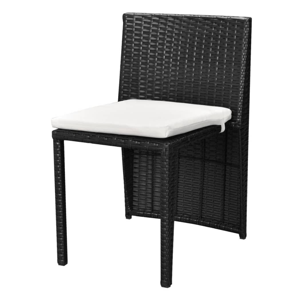 vidaXL 3 Piece Bistro Set with Cushions Poly Rattan Black