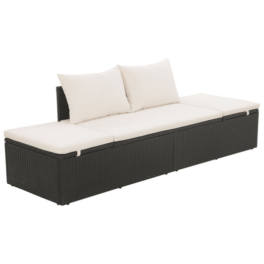 vidaXL Patio Bed Black 76.8"x23.6" Poly Rattan