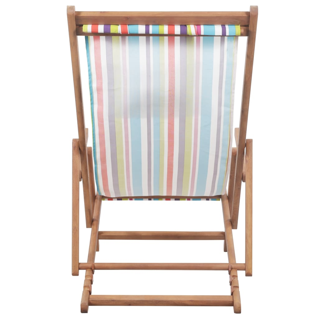 vidaXL Folding Beach Chair Fabric and Wooden Frame Multicolor