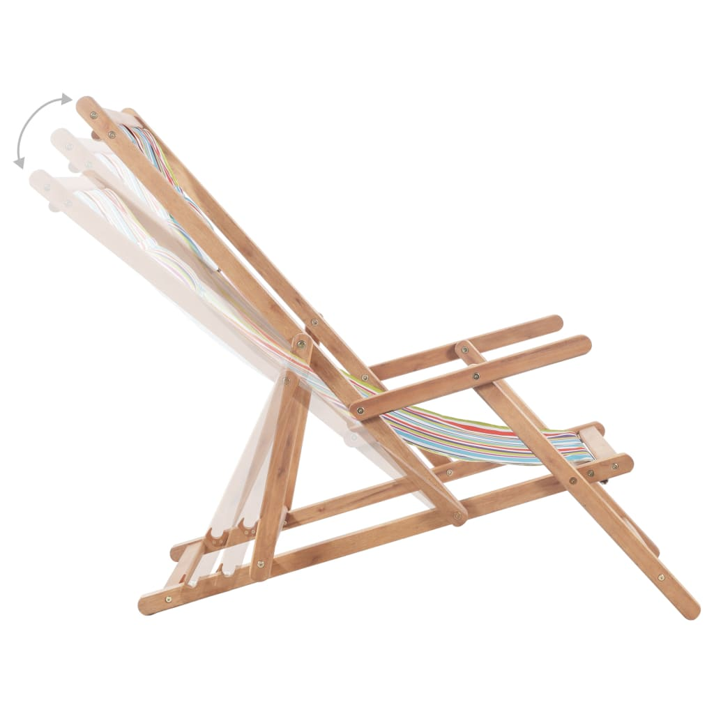 vidaXL Folding Beach Chair Fabric and Wooden Frame Multicolor