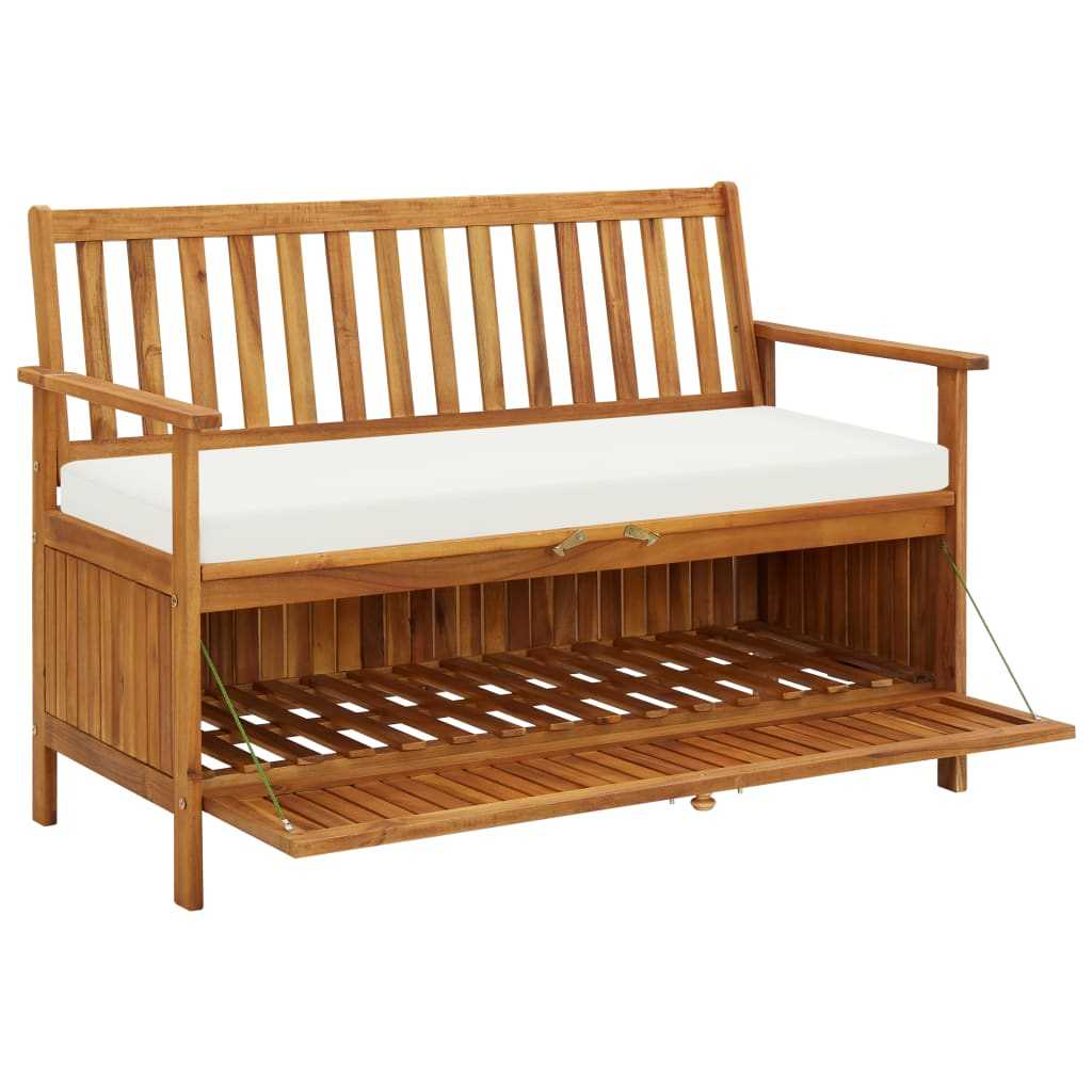 vidaXL Patio Storage Bench Solid Acacia Wood 47.2"x24.8"x33.1"