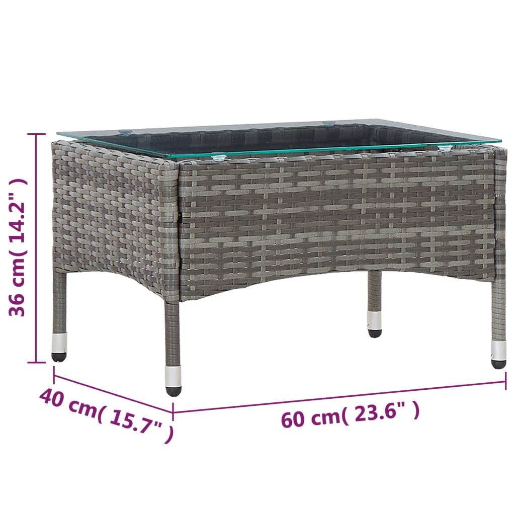 vidaXL Coffee Table Gray 23.6"x15.7"x14.2" Poly Rattan