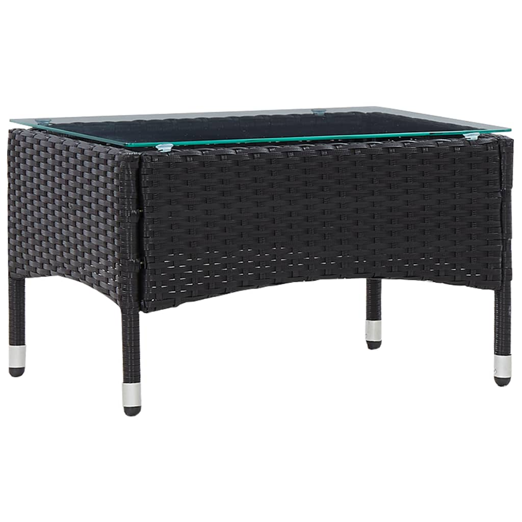 vidaXL Coffee Table Black 23.6"x15.7"x14.2" Poly Rattan