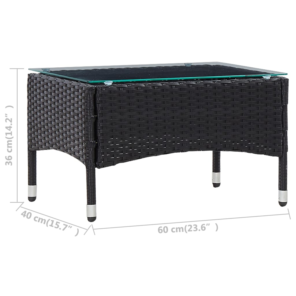 vidaXL Coffee Table Black 23.6"x15.7"x14.2" Poly Rattan