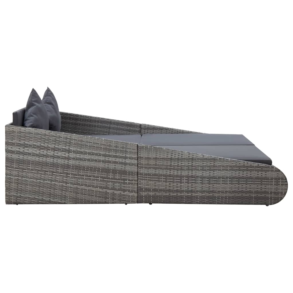 vidaXL Patio Bed Gray 43.3"x78.7" Poly Rattan