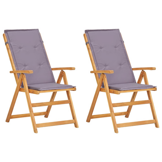 vidaXL Reclining Patio Chairs 2 pcs Brown Solid Acacia Wood