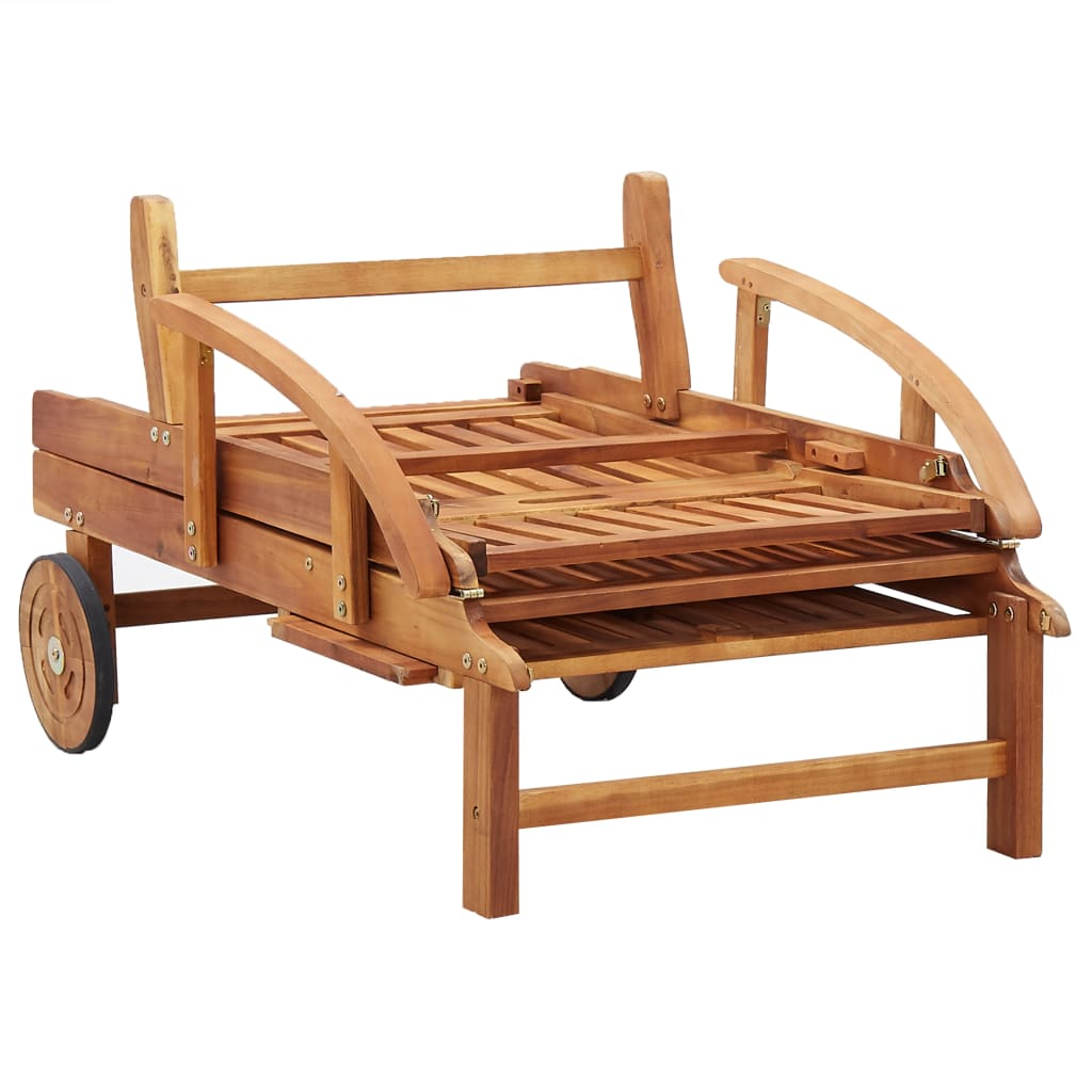 vidaXL Sun Lounger with Cushion Solid Acacia Wood