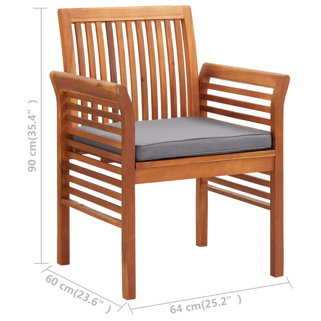 vidaXL Patio Dining Chair with Cushion Solid Acacia Wood