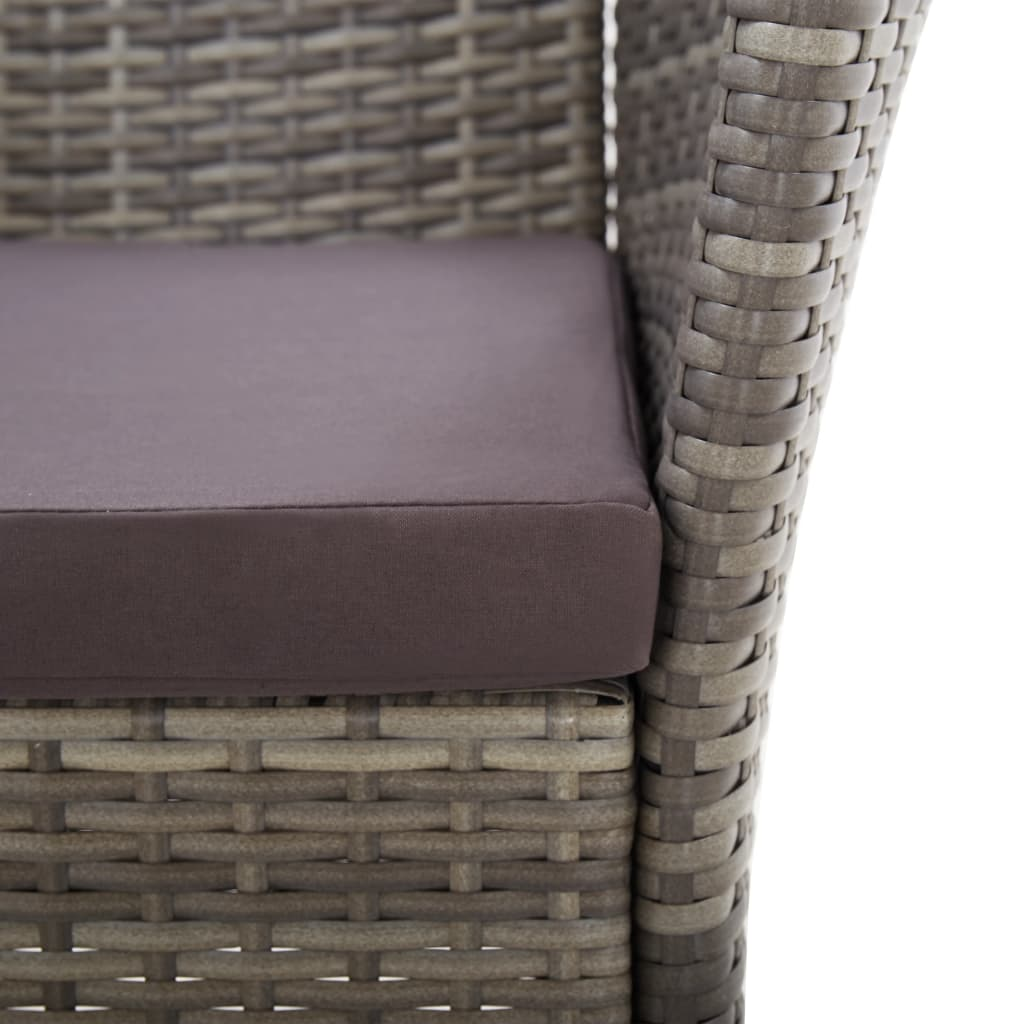 vidaXL Patio Chairs 2 pcs with Cushions Poly Rattan Gray