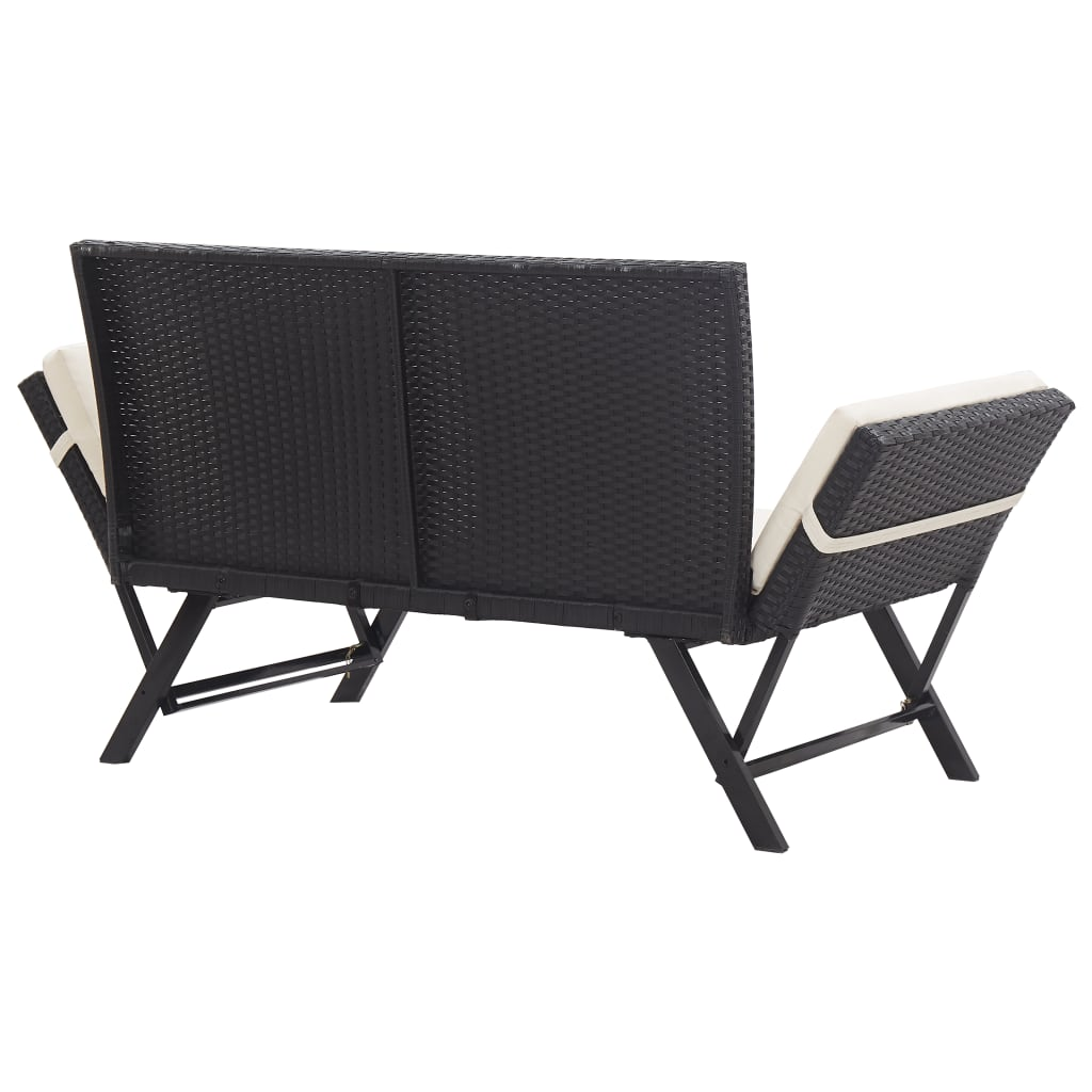 vidaXL Patio Bench with Cushions 69.3" Black Poly Rattan