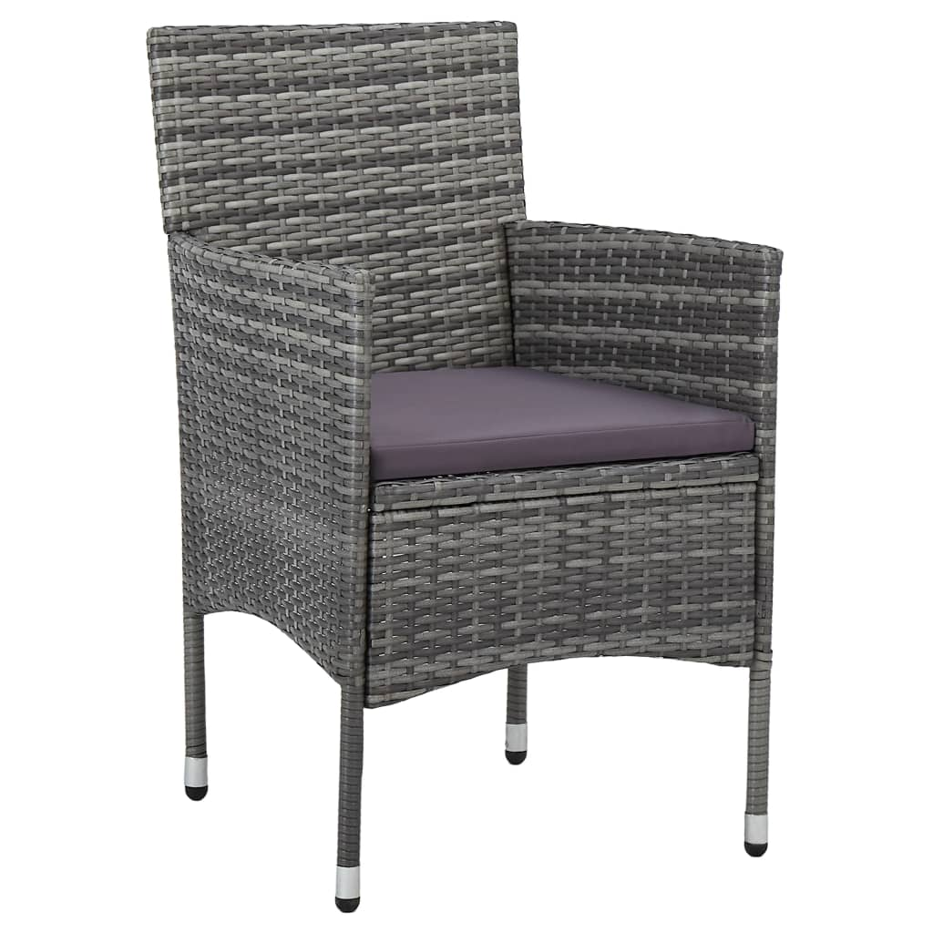 vidaXL Patio Dining Chairs 2 pcs Poly Rattan Gray